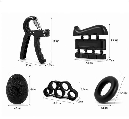 Kit Ejercitador de Mano y Dedos (5 Piezas) – Fortalecedor de Agarre y Antebrazo