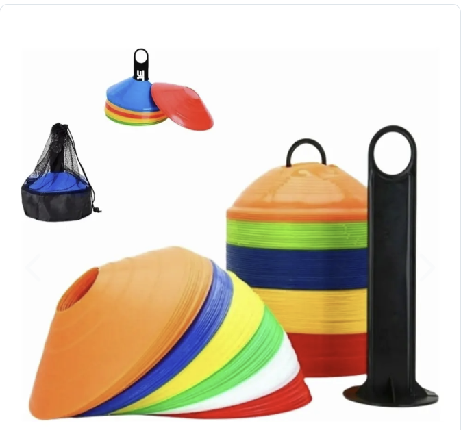 Set de 50 Conos Platillo de Agilidad – Discos de Entrenamiento Deportivo con Malla y Soporte