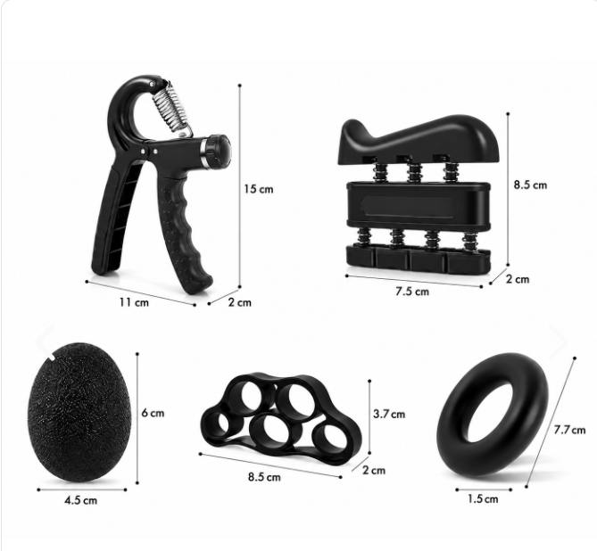 Kit Ejercitador de Mano y Dedos (5 Piezas) – Fortalecedor de Agarre y Antebrazo